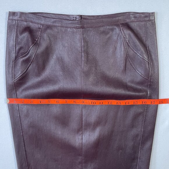 Sylvie Schimmel Paris Oxblood Lambskin Leather Pencil Skirt Size EU 42 - Picture 8 of 12